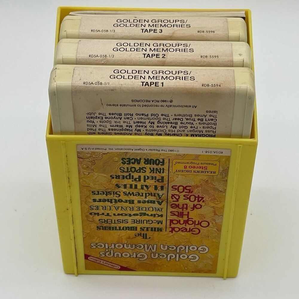 Golden Groups Golden Memories Reader's Digest Booklet 8 Track Tape Set Vintage